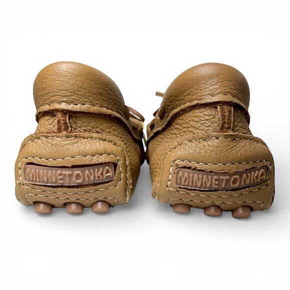 Minnetonka Women Minnetonka Leather Driving Moccasins Tan Slip On Womens 8.5